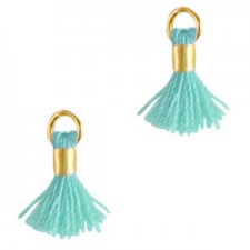 Mini Quaste Ibiza Style 0.7cm Gold-cool aqua blue